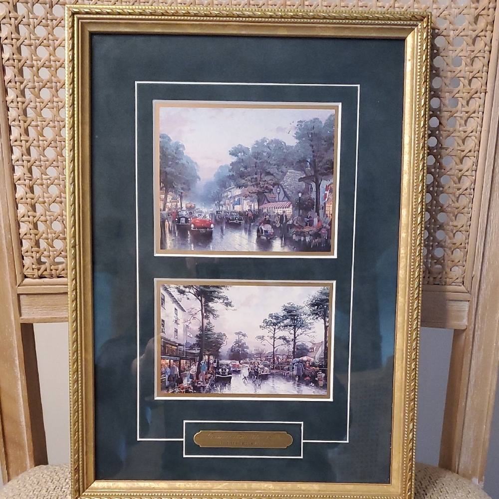 Thomas Kinkade Carmel-by-the-Sea Gold Framed Double Art Print with Green Mat